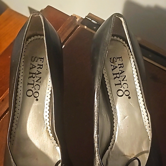 Franco Sarto Designer Genuine Leather Ladies Shoes, Sz 8, Black, Low Thick Heel - Picture 3 of 8